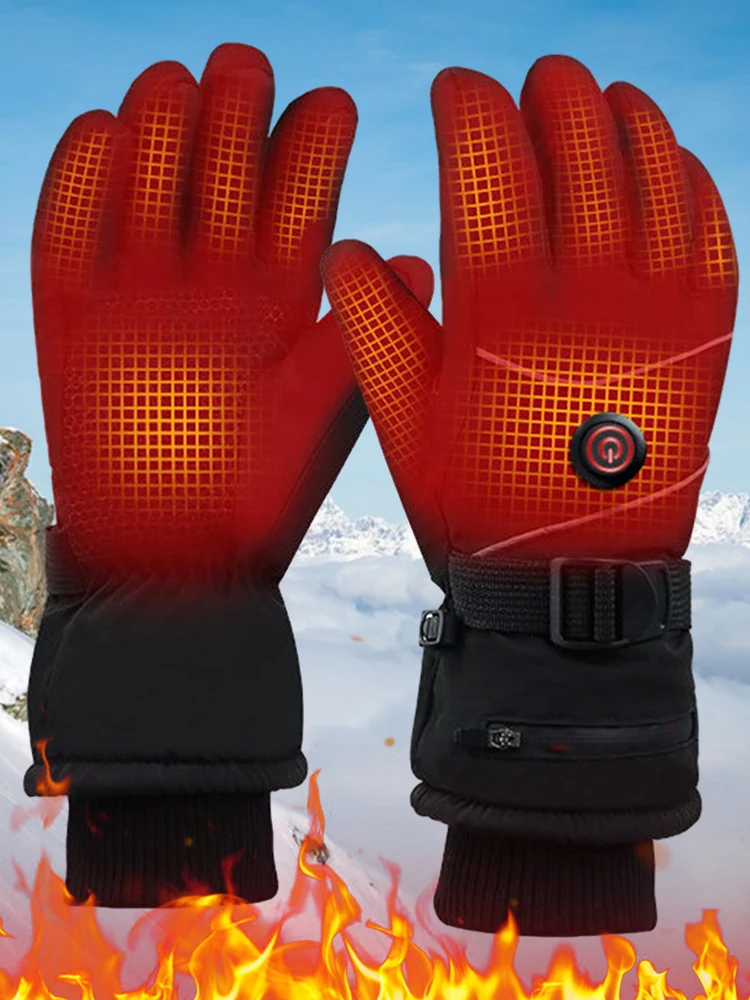 

DC Plug in Heating Thermal Gloves Waterproof Heated Gloves Touch Screen for Cycling Running Driving Hiking Walking for Women Men