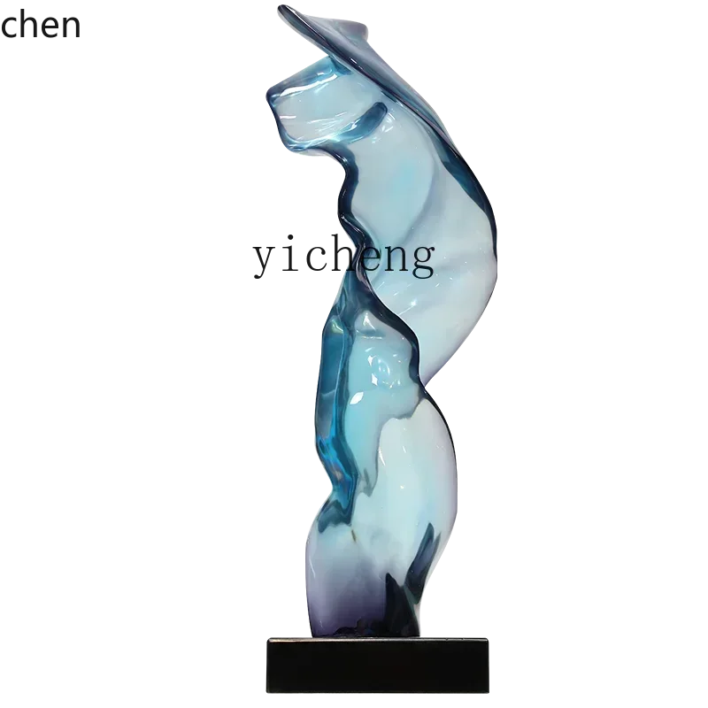 YFY  transparent resin living room decoration ornament hotel lobby modern simple entrance abstract floor sculpture