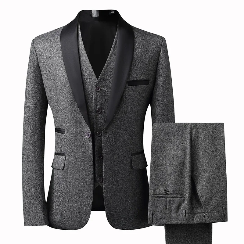 Cross-border groom suit men's three-piece suit slim Korean wedding dress business casual handsome suit men