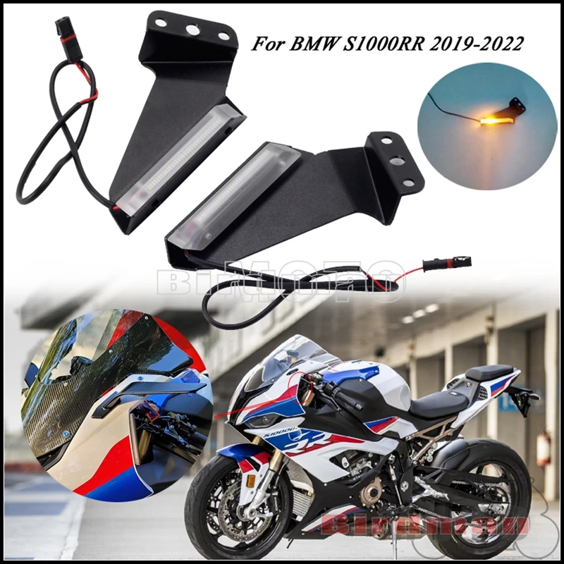 

Motorcycle Front LED Turn Signal Indicator Amber Flash Blinker Turn Signal Light For BMW S1000RR S1000 RR 2019-2020 2021 2022