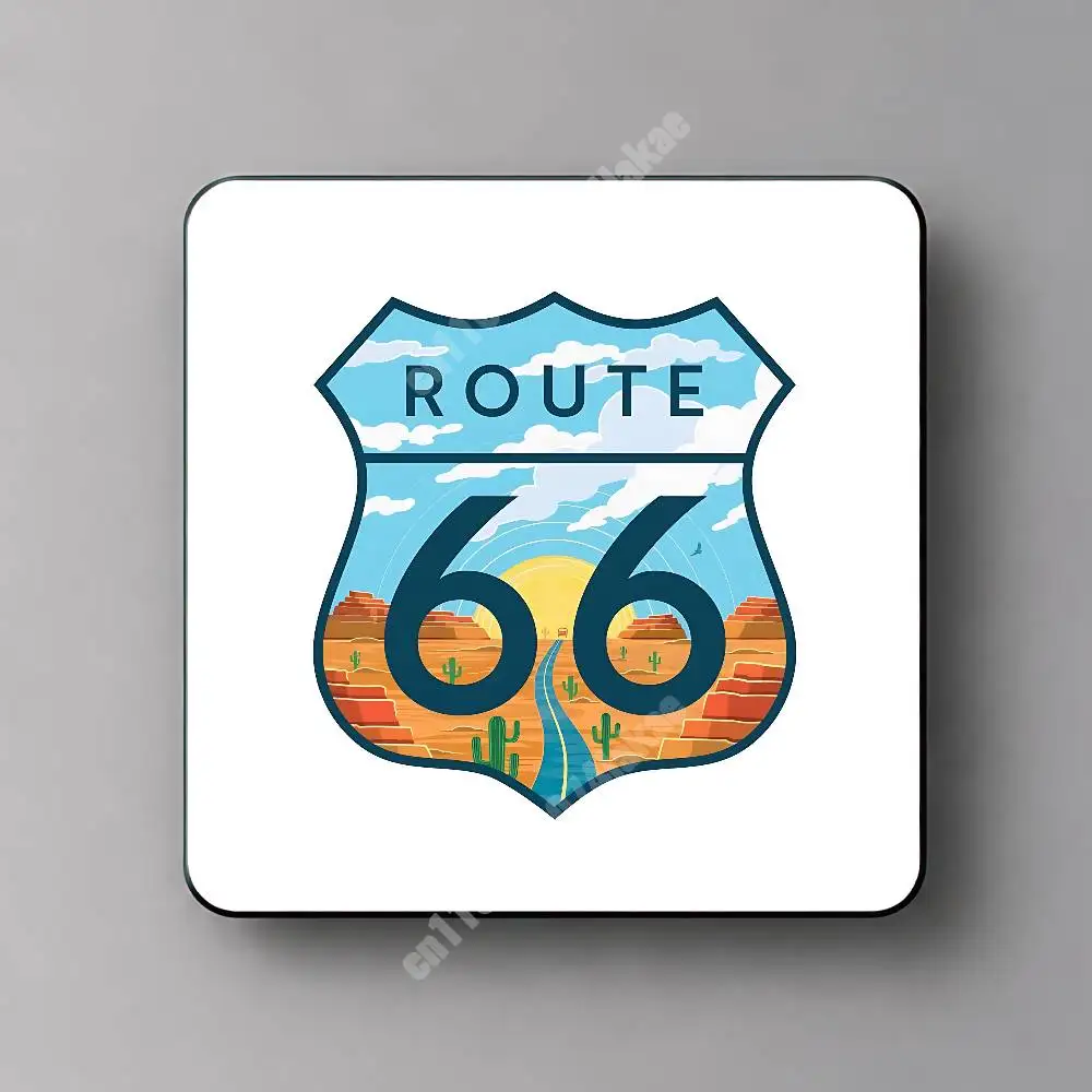 USA Route 66 Historic Mother Road Magnetic Sticker Reusable Fridge Decal for Metal Surfaces Magnet