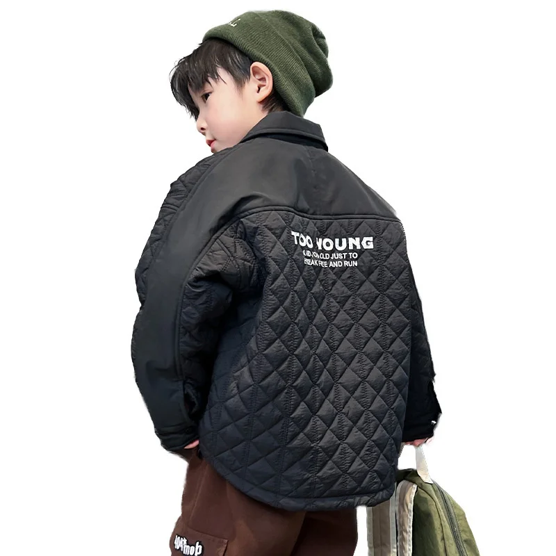 Boys Coat Cotton Jacket Windbreak Outerwear 2024 Lapel Winter Autumn Thicken Warm High Quality Christmas Gift Children's Clothin