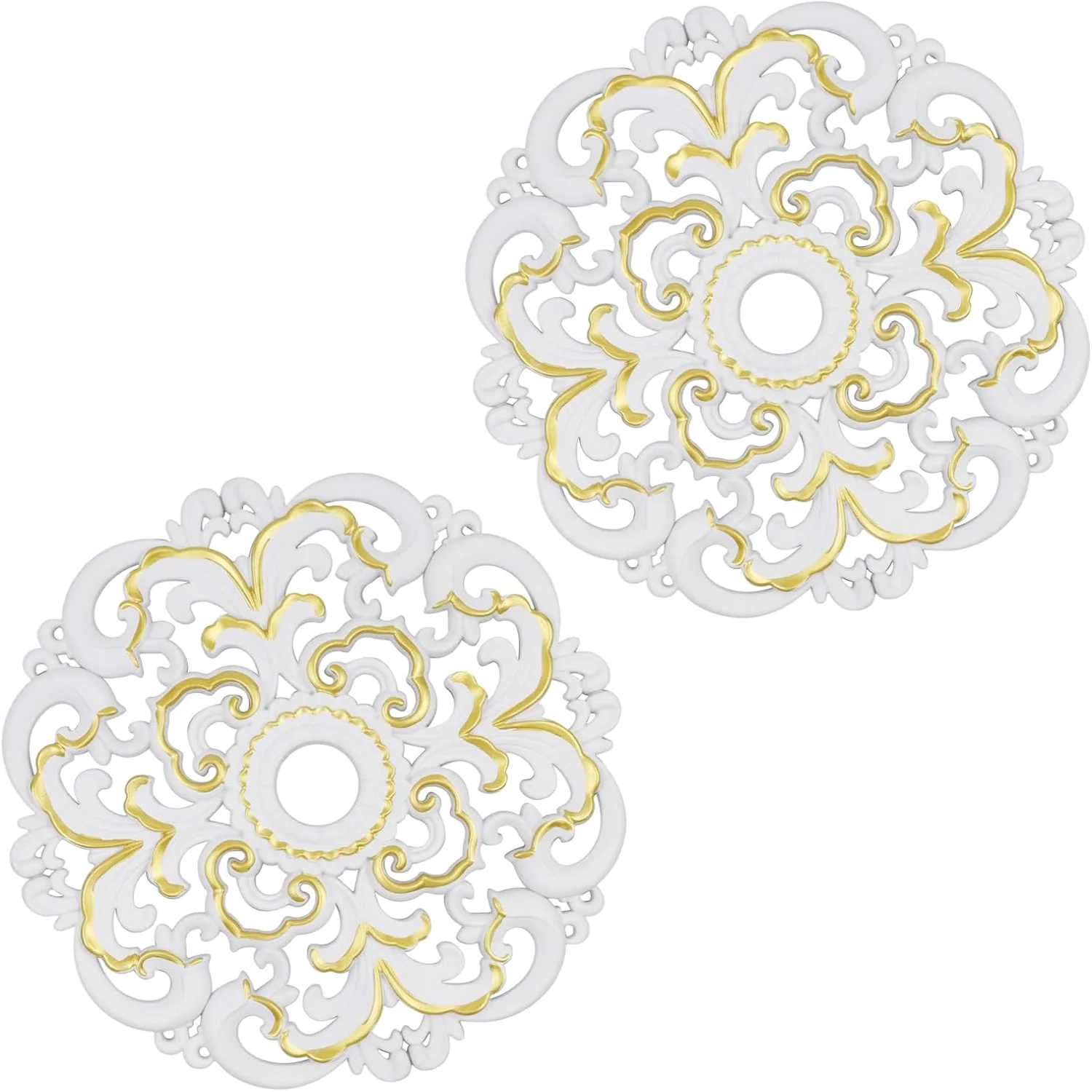 Plastic Ceiling Medallion Chandelier Medallion White Gold Type 2pcs