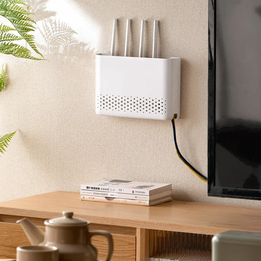 Router Storage Box Storage Racks Punch Free Wall Mounted Living Room Organizer WiFi Hider Wall Hanging Rack Headboard Shelf view 5