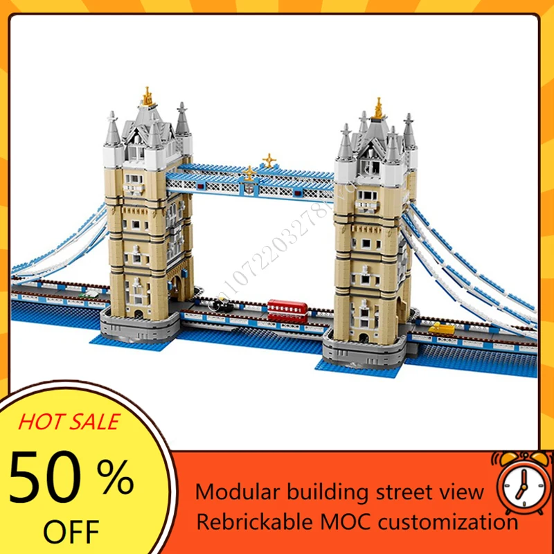 Décennie s de construction de modèle de vue sur la rue, MOC modulaire, pont de la tour, architecture de bricolage, assemblage éducatif, jouets modèles, cadeaux créatifs, 4295 pièces