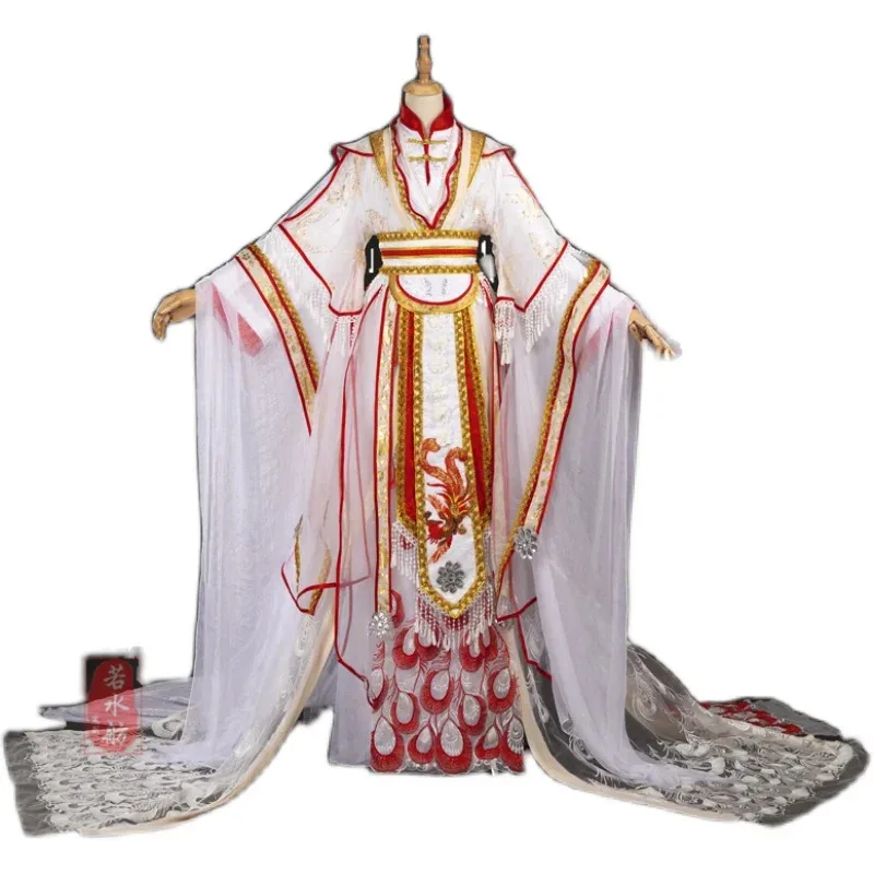 الأزياء القديمة تأثيري فينيكس الأبيض الأحمر الذهب تاج الأمير يوي شين هوا غوان وو شين تيان غوان كوس شيه ليان هان فو هالوين