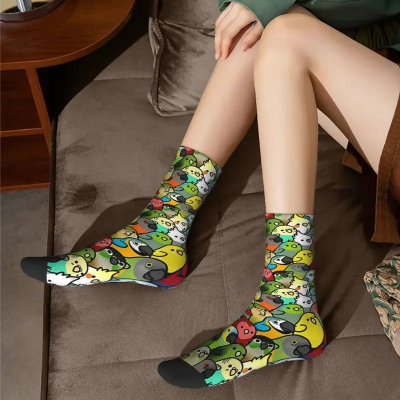 Y2K-Calcetines de loros coloridos para hombre, medias Retro con estampado de pájaros, mascotas, Harajuku, sin costuras, patrón de regalo