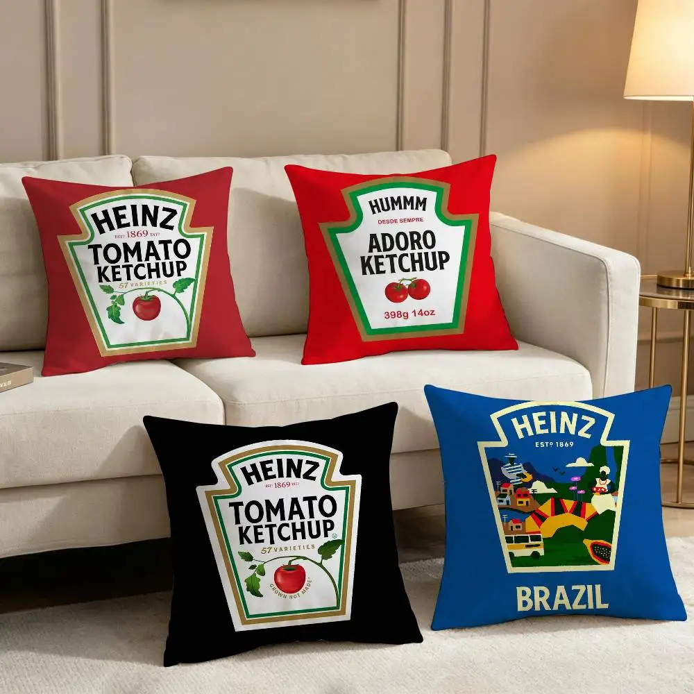 Funny Ketchup Label Comfortable soft Pillow Case for Sofa Living Room Home office Decor and Protective Covers