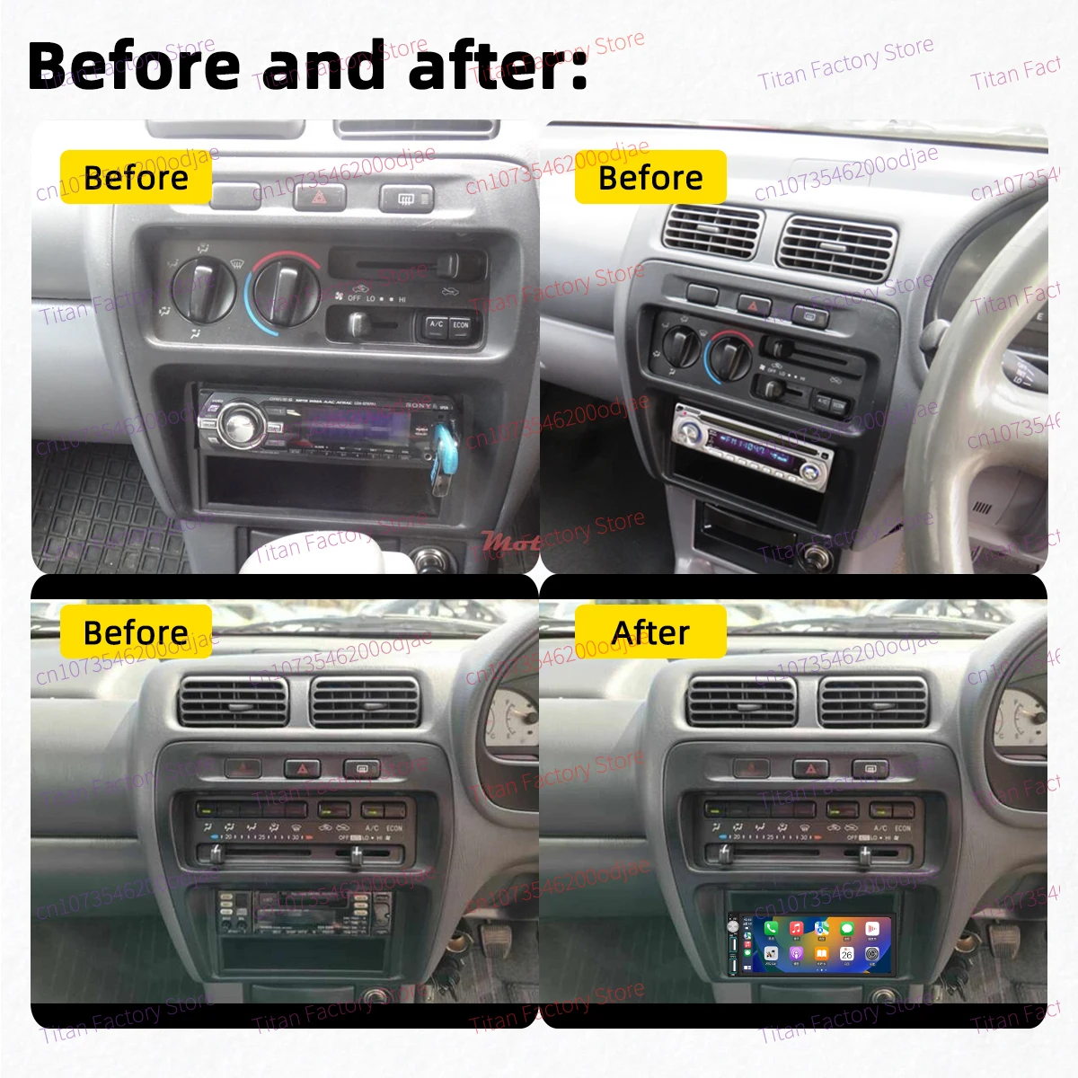 Carplay Autoradio Android Car Multimedia for Toyota Starlet 1996-1999 6.86" Screen 1 Din Radio Stereo Head Unit GPS Navigation