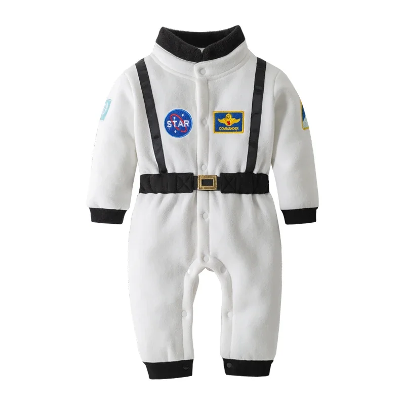 

Winter 1-4 Years Old Baby & Toddler Kids Fleece Bodysuit With Elastic Waist Hooded One Piece Jumpsuit Space Astronaut Costume