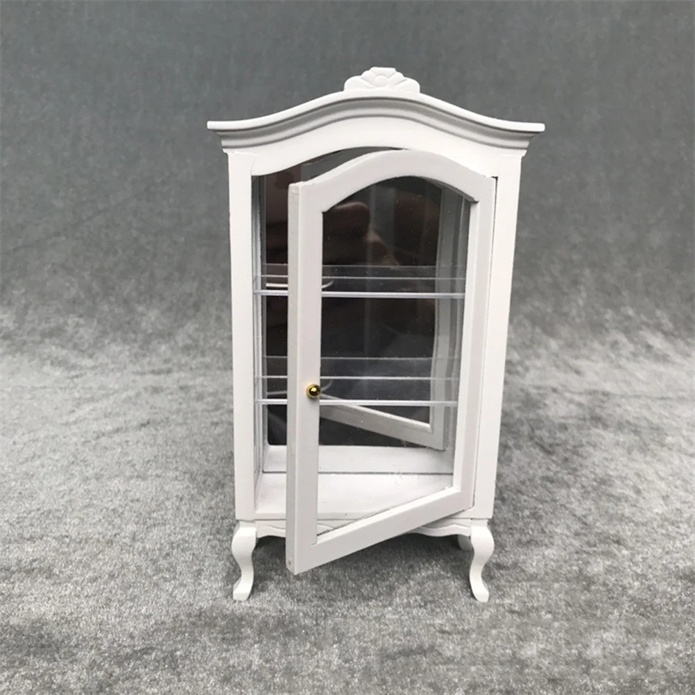 Mini Biała Szafka 1/12 Akcesoria Meblowe do Dekoracji Zabawka dla Dzieci do Zabawy w Udawanie