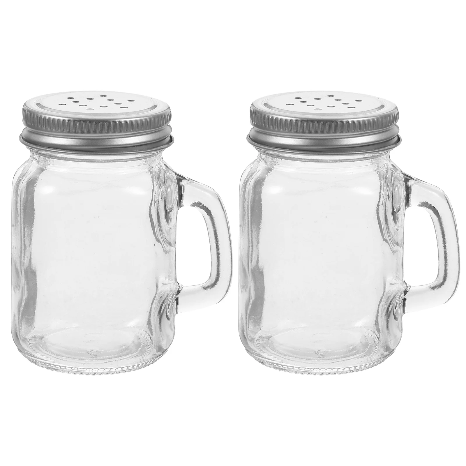 2Pcs Clear Glass Seasoning Bottles Multi-Function Spice Jars Salt Shakers Condiment Holders for Kitchen and Outdoor Use