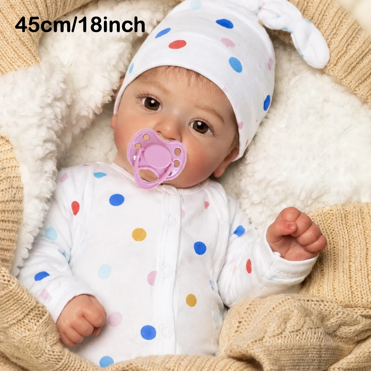 BZDOLL 45 CM 18 inch Cloth Body Reborn Baby Doll Toy Lifelike 3D Skin Doll with Blood Vessel For Kids Handmade Birthday Gift