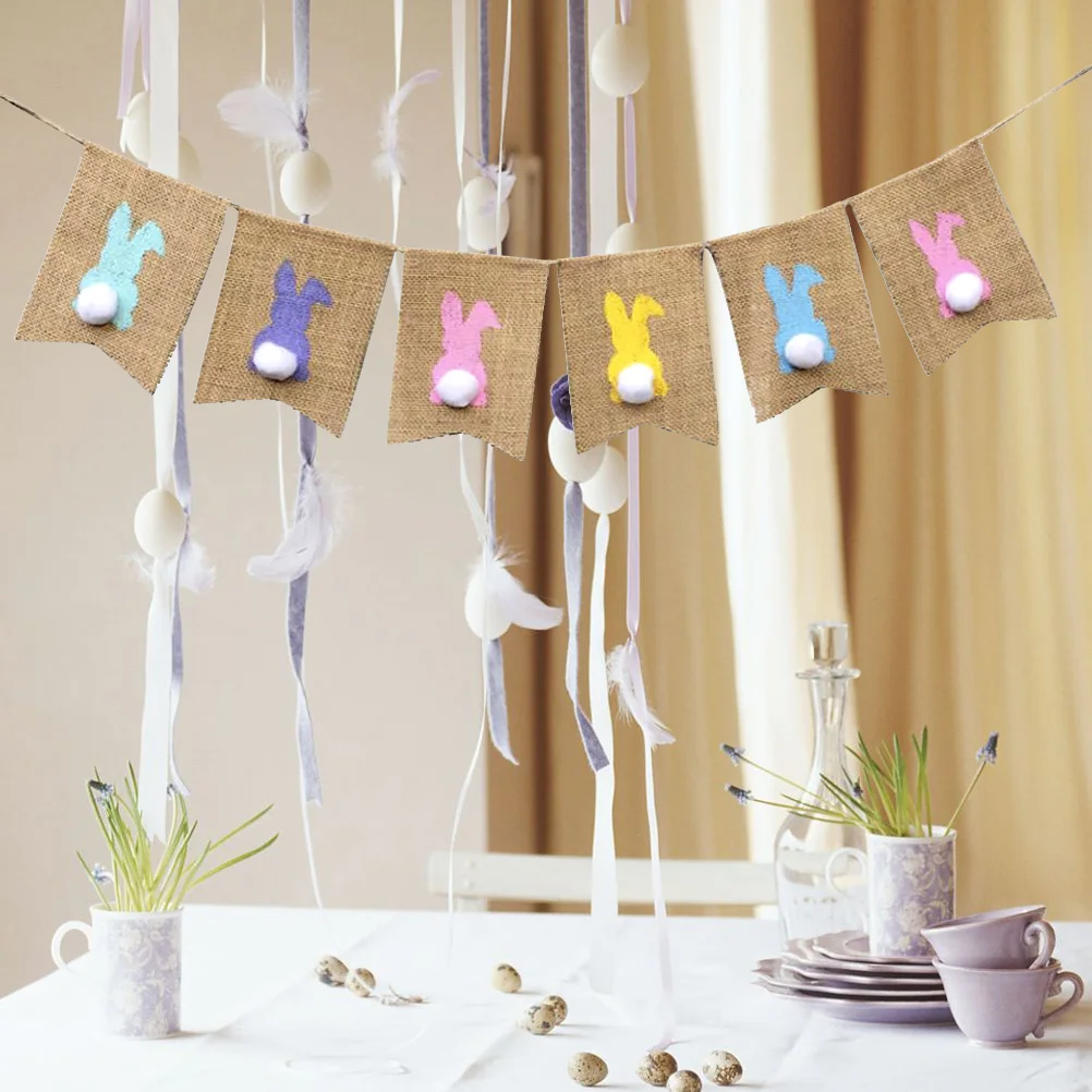 

Rabbit Banner Easter Decorations Vintage Flags Easter Pennant Photo Props Pennant Rabbit Pulls Home Party