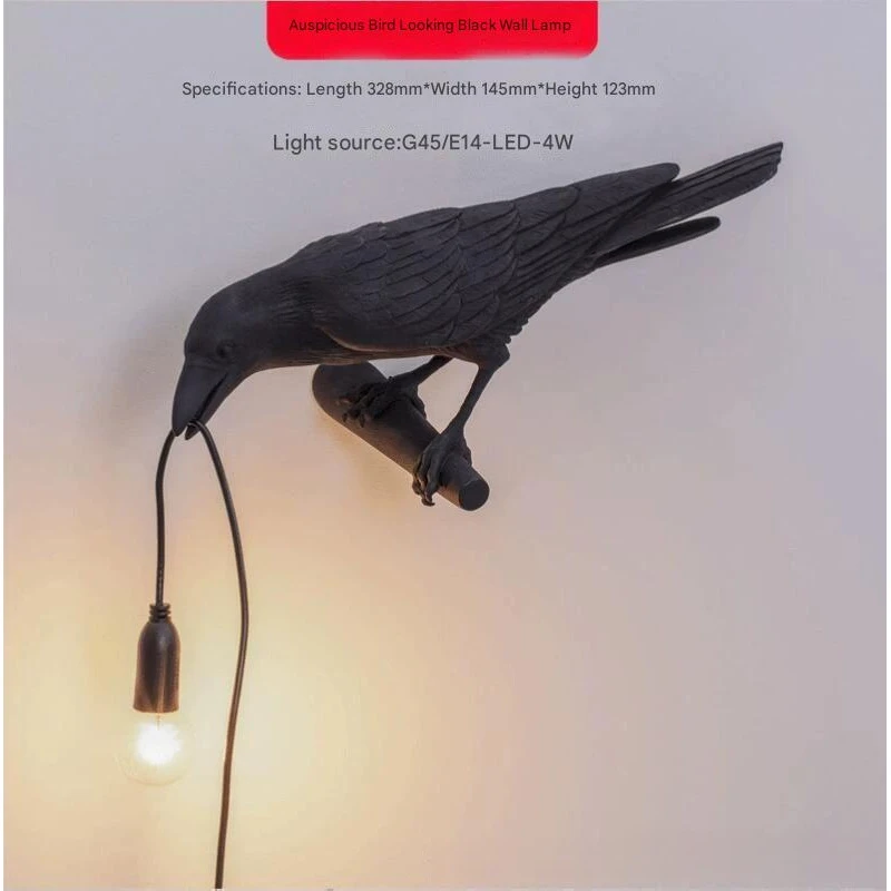 北欧のラッキーバードウォールランプ、ミニマリストのベッド動物の装飾、夜の雰囲気のデスクランプ