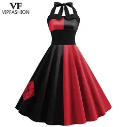 VIP FASHION Women Dresses 3D Printed Halterneck Sleeveless Dress Girl Sexy Long Dress Carnival Purim Party Clothes Halloween