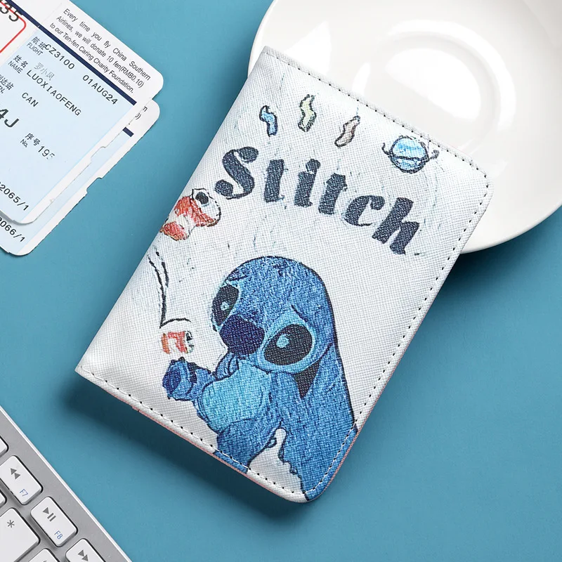 น่ารัก Blue Stitch RFID ผู้หญิงที่ถูกบล็อกผู้ถือบัตรเครดิตซิปรอบกระเป๋าสตางค์ผู้หญิง Pu หนังกระเป๋าสตางค์สั้นสําหรับกระเป๋าเดินทาง