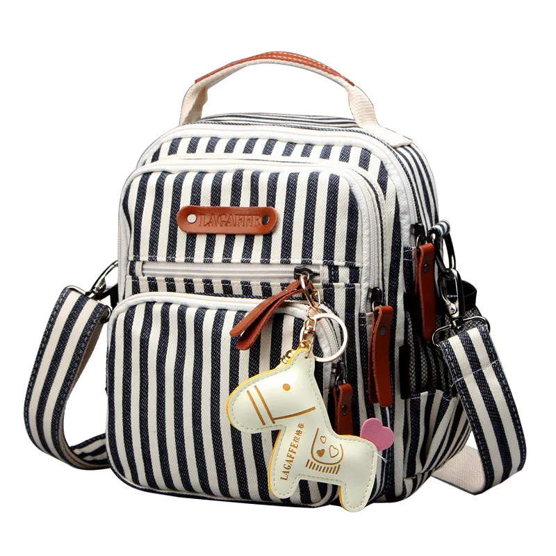 Multifunction Baby Canvas Diaper Bags Women Striped Printed Messenger Bags Travel Portable Mommy Infant Diaper Nursing Bags