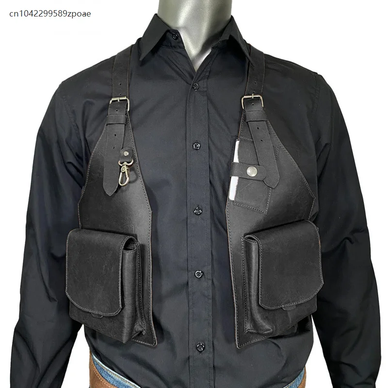 กระเป๋าโทรศัพท์แบบสะพายใต้วงแขนสไตล์วินเทจยุคกลางกอธิคสตีมพังก์ ปรับได้ เหมาะสำหรับทั้งชายและหญิง ใช้เป็นอุปกรณ์ประกอบคอสเพลย์ฮาโลวีน กระเป๋าหนัง