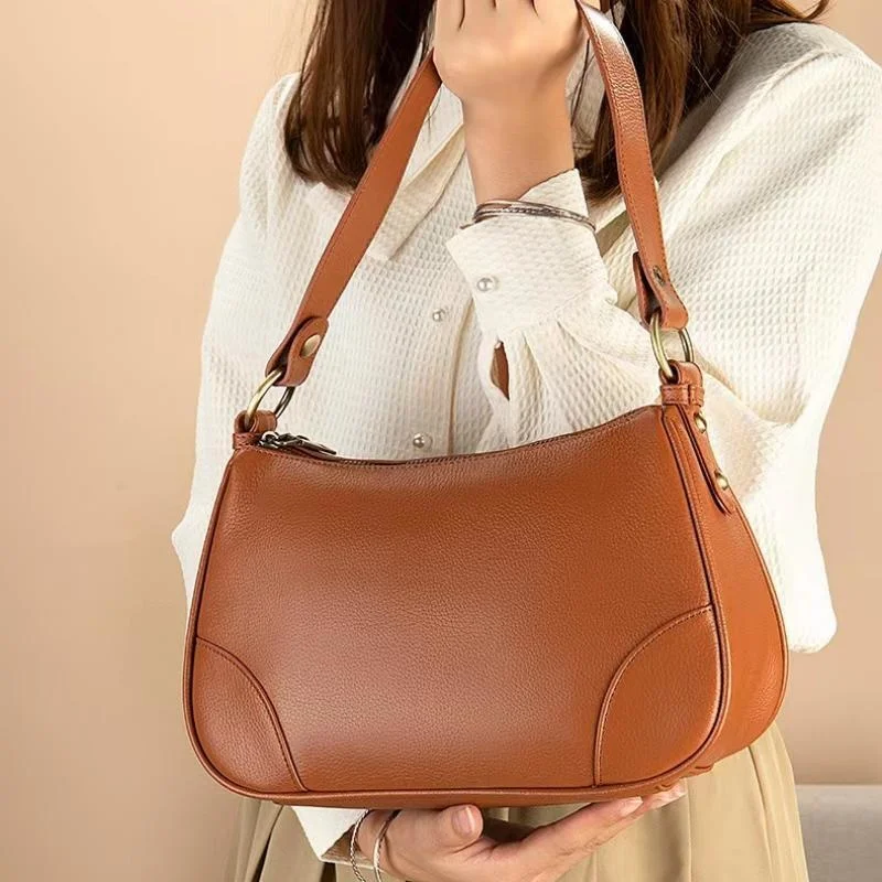 Genuine Leather Bag Autumn and Winter New Women's Shoulder Fashion Armpit