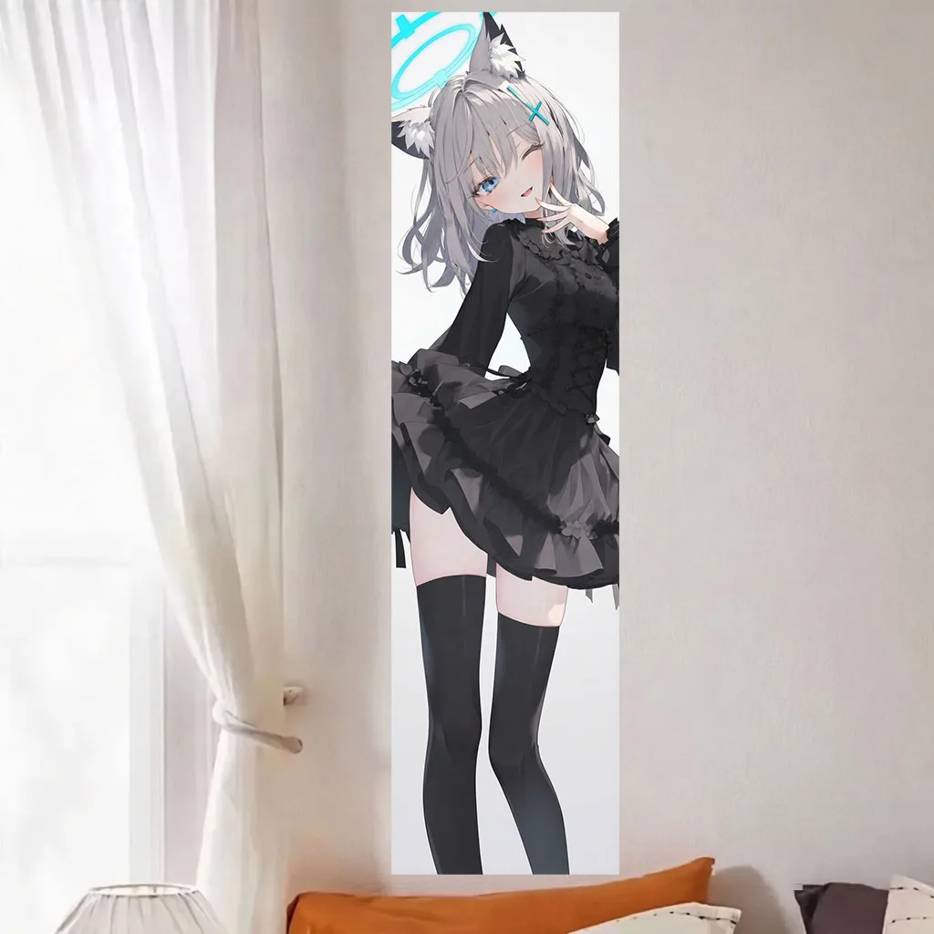 Neko Girl Tapestry Fox Ear Halo Black Gothic Lolita Anime Wall Hanging Polyester Bedroom Dorm Background Manga Room Decor Gift