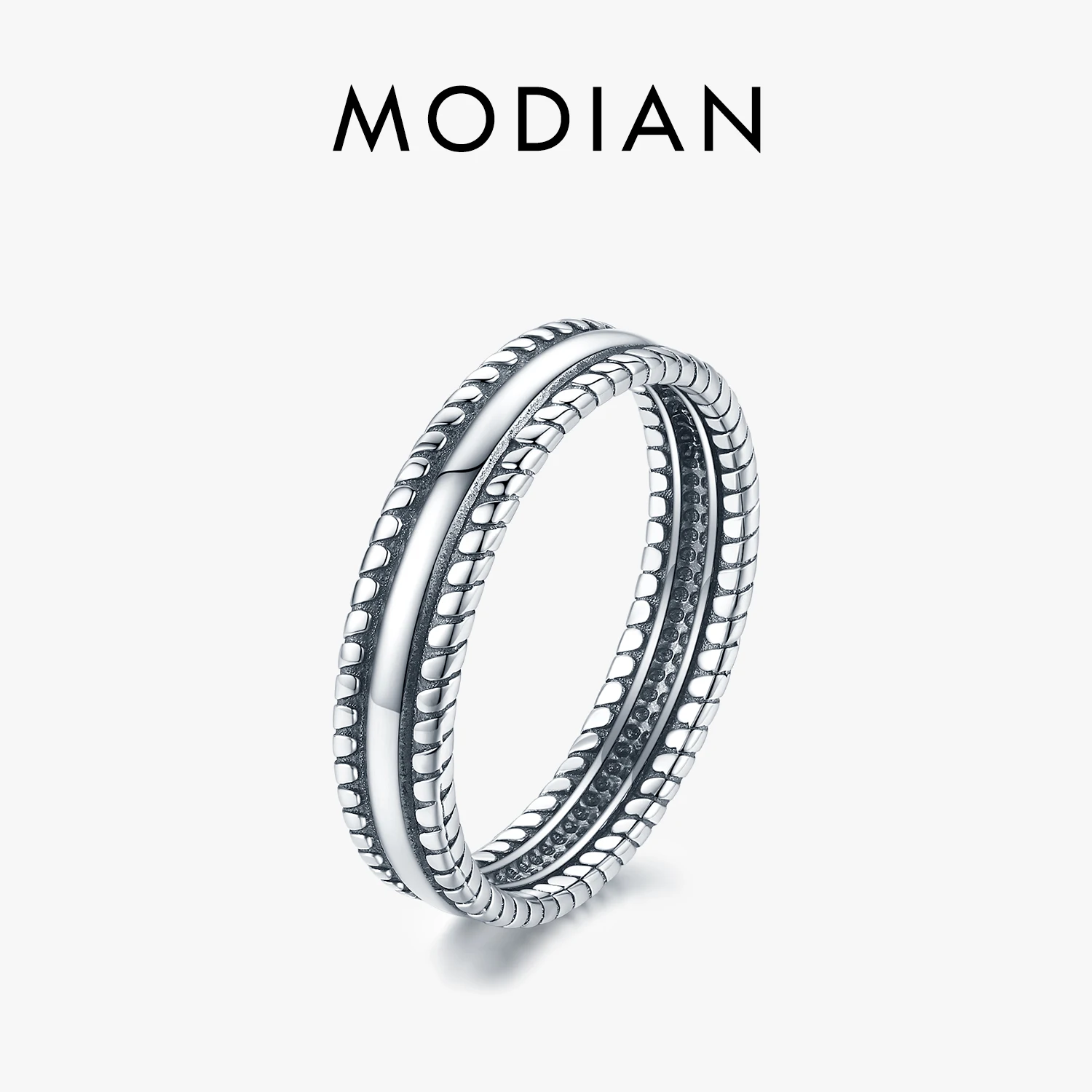 

Modian Vintage Exquisite Stackable Ring Pure 925 Sterling Silver Twist Design Charm Finger Ring For Girls Women Jewelry Anillo