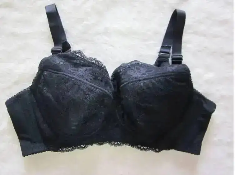 Stick On Bra Plus Size Push Up Full Cup Underwire Black Lace Top Bra Underwear 34 36 38 40 42 44 46 48 B C D F G H Woman Clothes