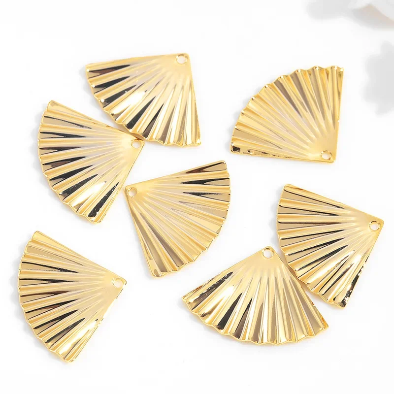 10pcs Raw Brass Fan shaped Charms Pendant DIY Accessories For Earrings Bracelet Jewelry Fingdings Making