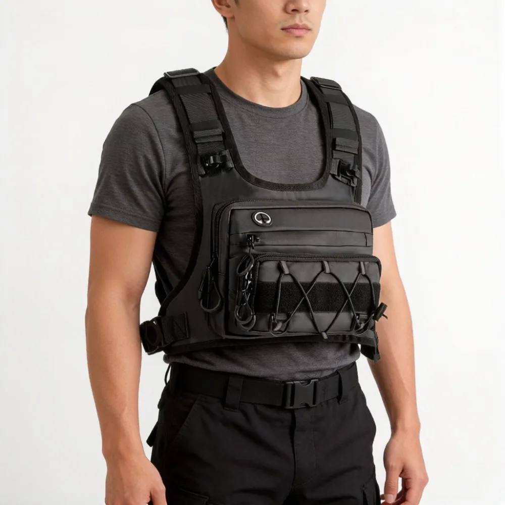 Running Hydration Vest Chest Pack, Sports Tactical Pouch Backpack for Men Women Cycling Hiking Bicycle Race Marathon Camping