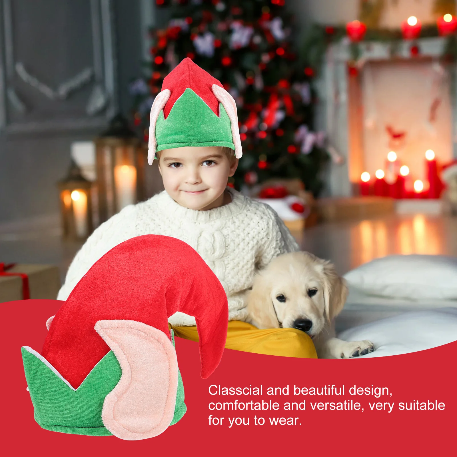 

Elf Hats for Christmas Soft Long-Lasting Non-Fade Design Fun Party Accessories Stage Performance Community Event