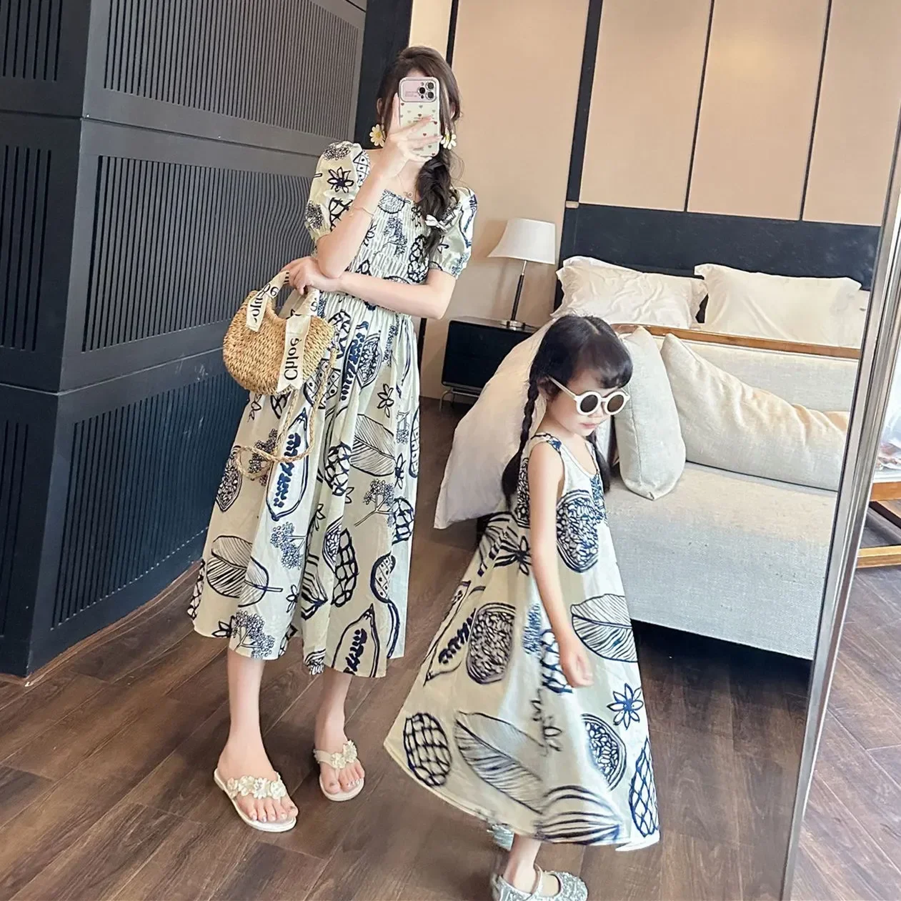mom son matching dresses AWIBMK and Outfits Floral Polka Dot Off-Shoulder Dress Boys Button Shirt Tops and Shorts Mother Son Outfits, Blue Grey Leaves, 4-5 Years: Clothing, Shoes & Jewelry Matching Outfits Mother Son Dressed