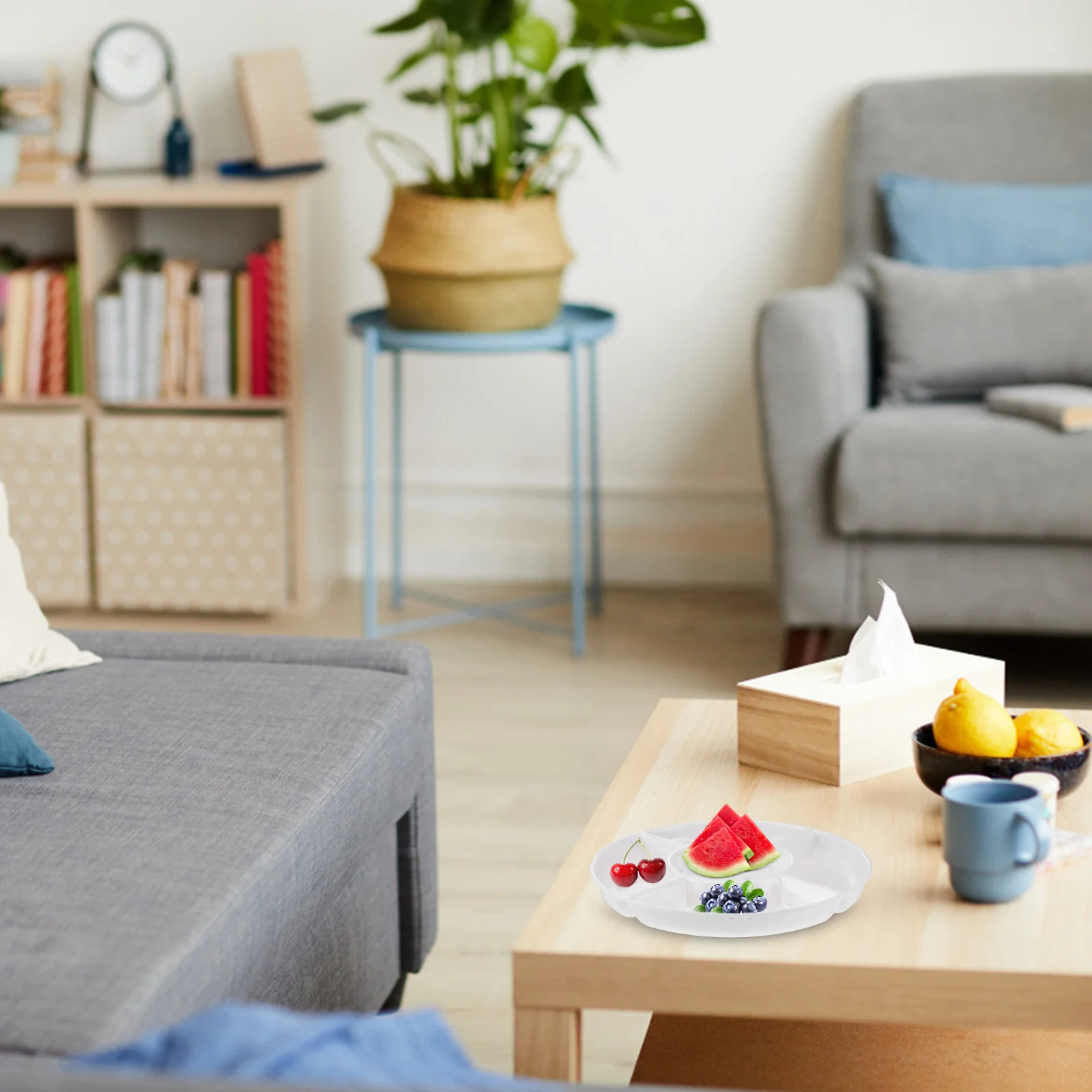 9 Inch Nuts Container Melamine Food Tray Fruit Plate Condiment Snack Serving Platter Appetizer Candy Storage