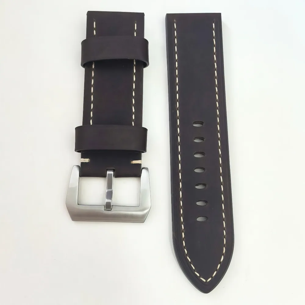 45 مللي متر مصقول ساعة حافظة 100 متر مقاوم للماء حزام ساعة جلدية المسمار تاج صالح ل ST3600 PT مزدوجة قبة الزجاج العضوي المعدني