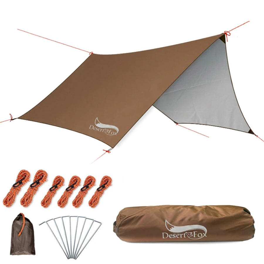 Desert Fox 3x3m Proteção solar contra água Barraca de acampamento Proteção UV Pano de praia Jardim Rede Tenda Lona