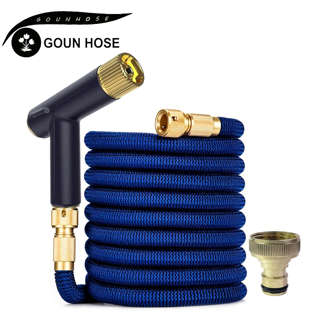 

GOUN HOSE Garden Watering Hose High-Pressure Car Washing Water Gun Flexible And Extendable Rubber Hose With Adjustable Nozzle