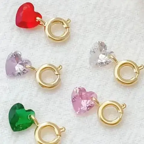 

14K Gold-plated Zircon Inlaid Small Drop Flowing Heart Pendant, Diy Spring Buckle Bracelet Pendant