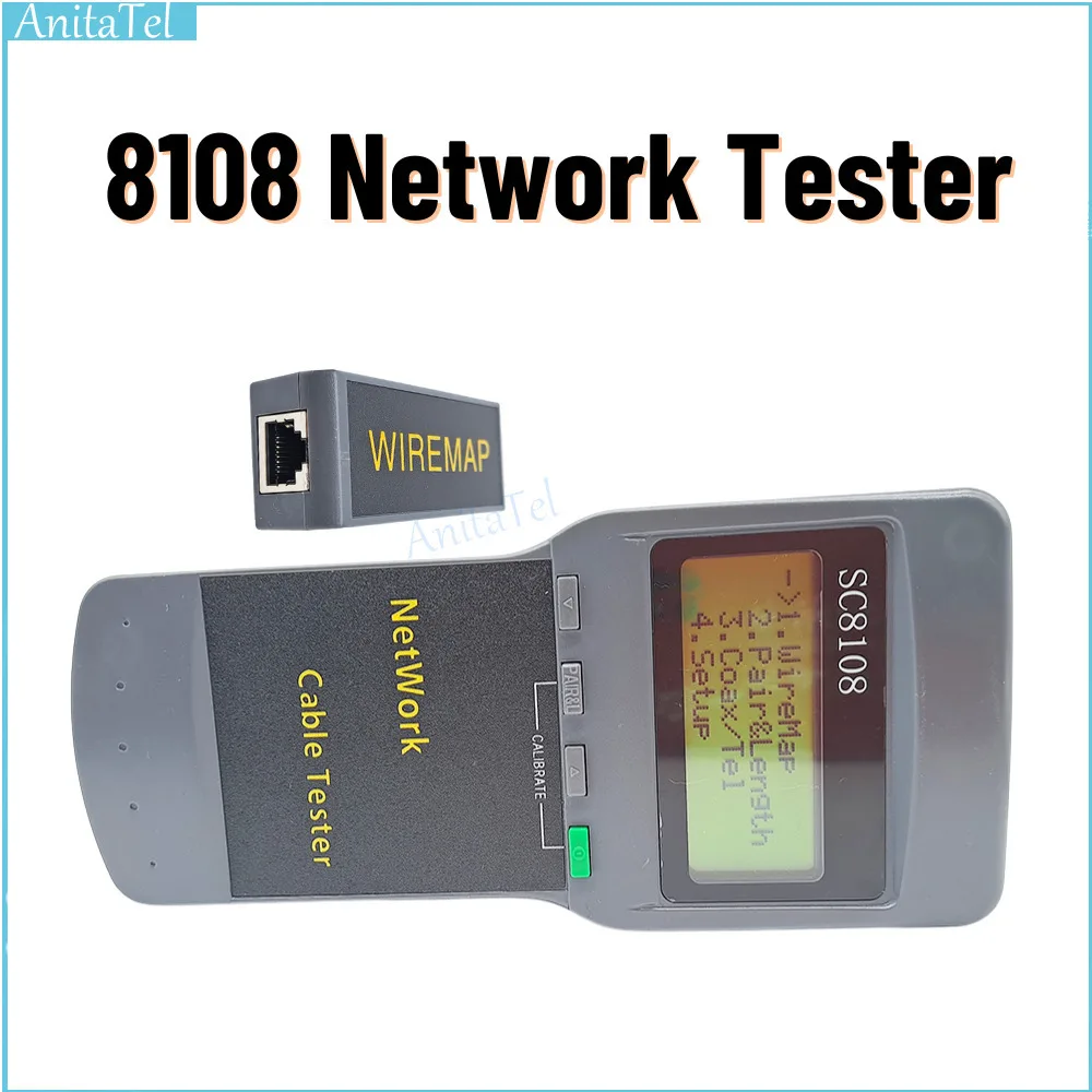 SC8108 ЖК-цифровой ПК, сетевой телефон, тестер длины локальной сети, многофункциональный беспроводной Cat5e с RJ45