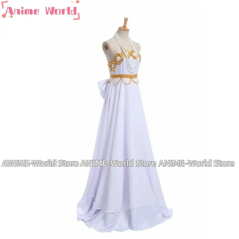 Anime Crystal Usagi Tsukino Princess Serenity White Queen Dress Wig Cosplay Costumes for 20th Anniversary with necklace view 2