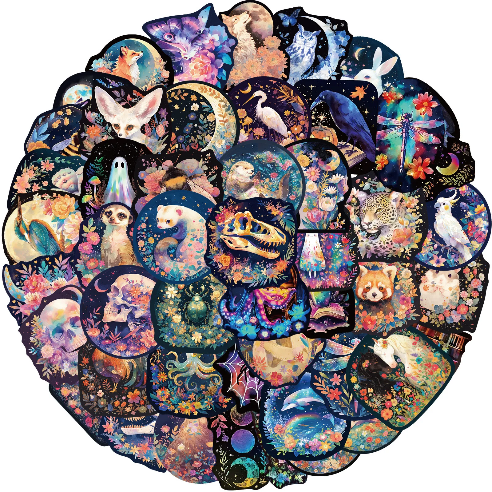 50PCS Tier Blumen Graffiti Aufkleber Laser Stil Cartoon Dekoration Kinder Spielzeug DIY Kühlschrank Gepäck Laptop Gitarre Auto Fahrrad Aufkleber