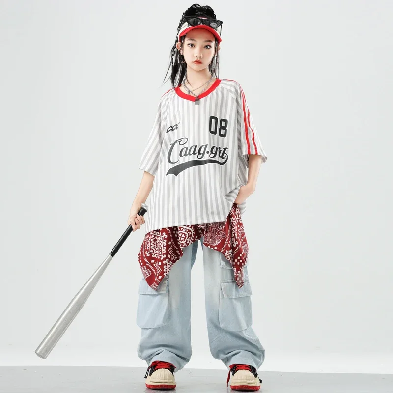 Enfants Cool Streetwear garçons Hip Hop T-shirt ample danse de rue Cargo pantalon filles k-pop Jogges enfants adolescents ensembles de vêtements d'été
