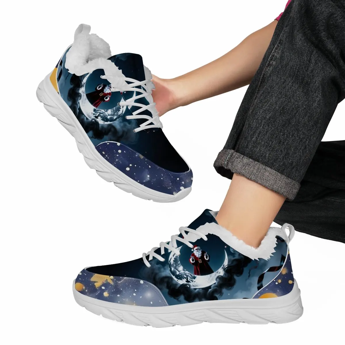 

Lightweight Large-sized Round-toe Woven Couple's Shoes with Flat Bottom Low Top and Lace-up Christmas Halloween Pattern Designs