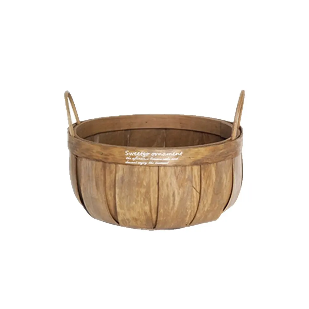 

Wooden Picnic Basket Fruit Vegetable Pumpkin Shape Basket Storage Organizer for Outdoor HomeSmall Size Light Coffee Color)