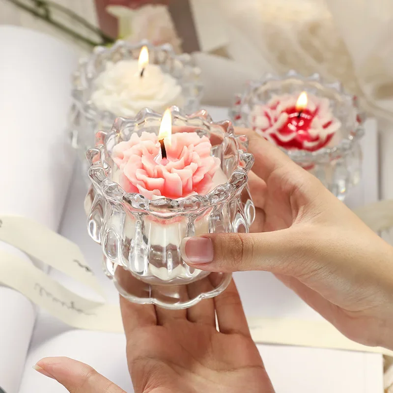 Souvenir Carnation European glass flower cup modeling wax high-end home small gift atmosphere scented candle