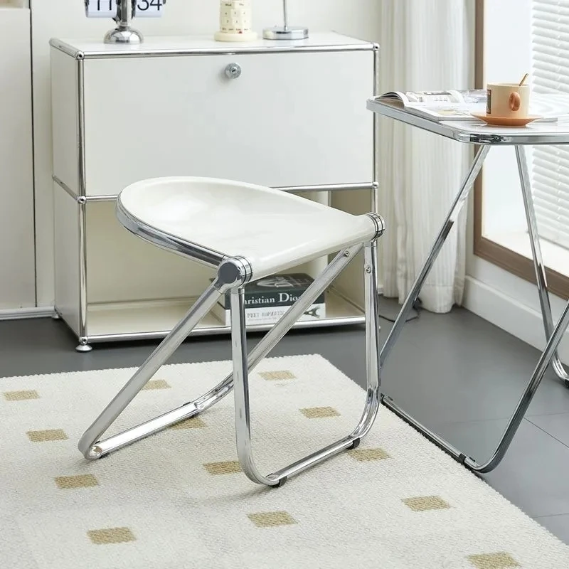Simple Dining Chair Household Transparent Medieval Furniture Folding Stool Ins Chair Acrylic Stool Plastic Crystal Chair Stools image 4