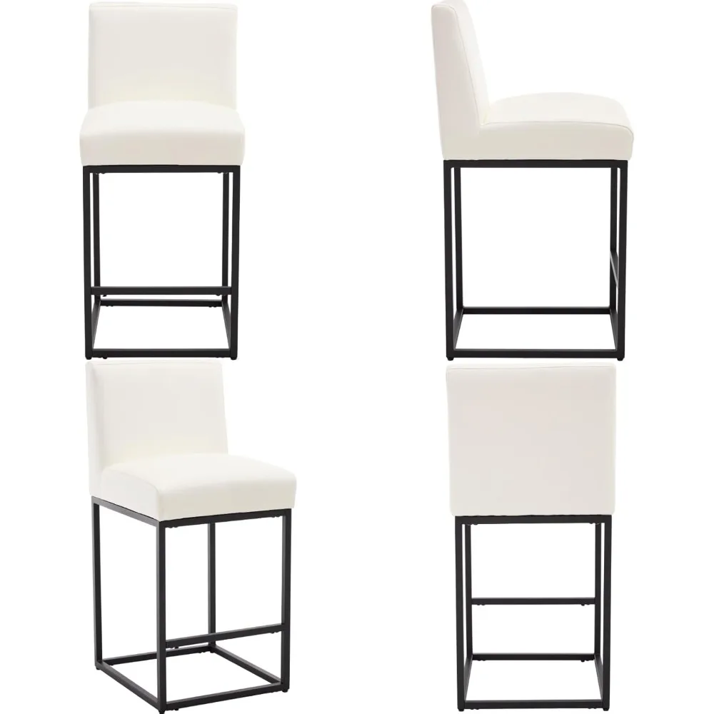 مقاعد بار بارتفاع عداد 27 بوصة من الجلد الصناعي مع ظهر مبطن، كراسي حديثة منجدة مع بلاك مي #4