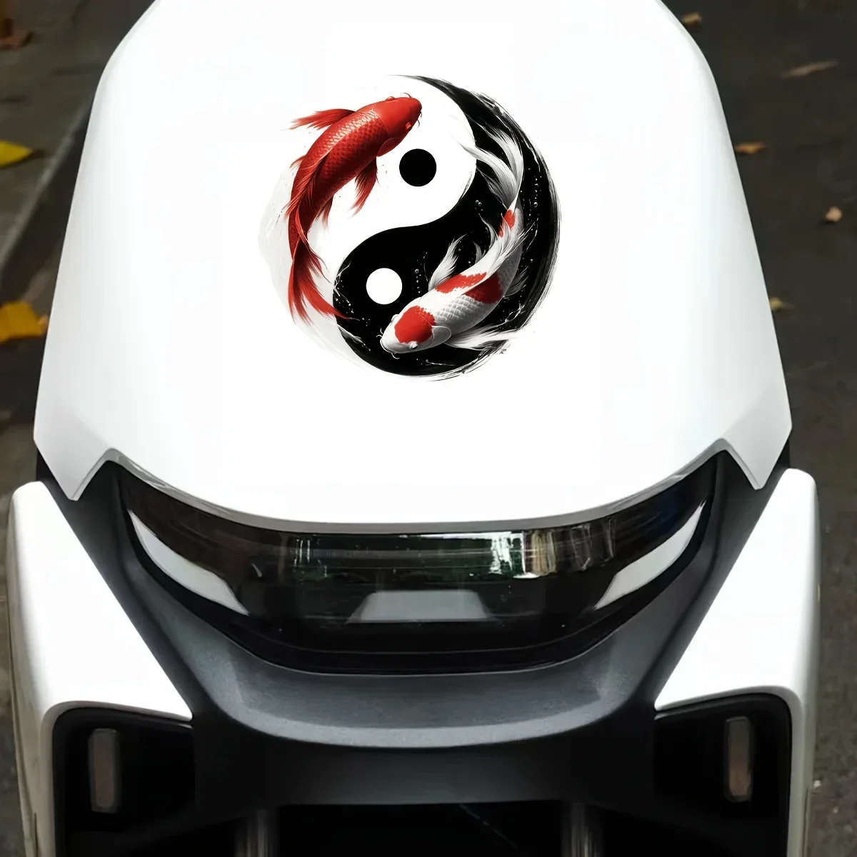 Japanese Koi Tai Chi Vinyl Sticker 6 Inch Glossy Self Adhesive Decal for Car Truck Motorcycle Laptop Luggage Bumper Window