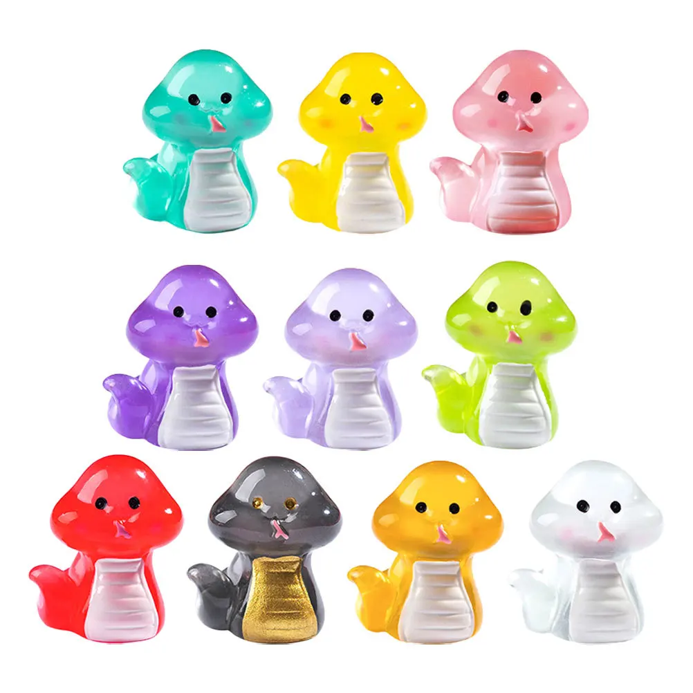 

10Pcs Glow in The Dark Night Snake Year Decorations Mini Resin Snakes for DIY Desktop Car Decor Creative Tiny Snake Ornaments