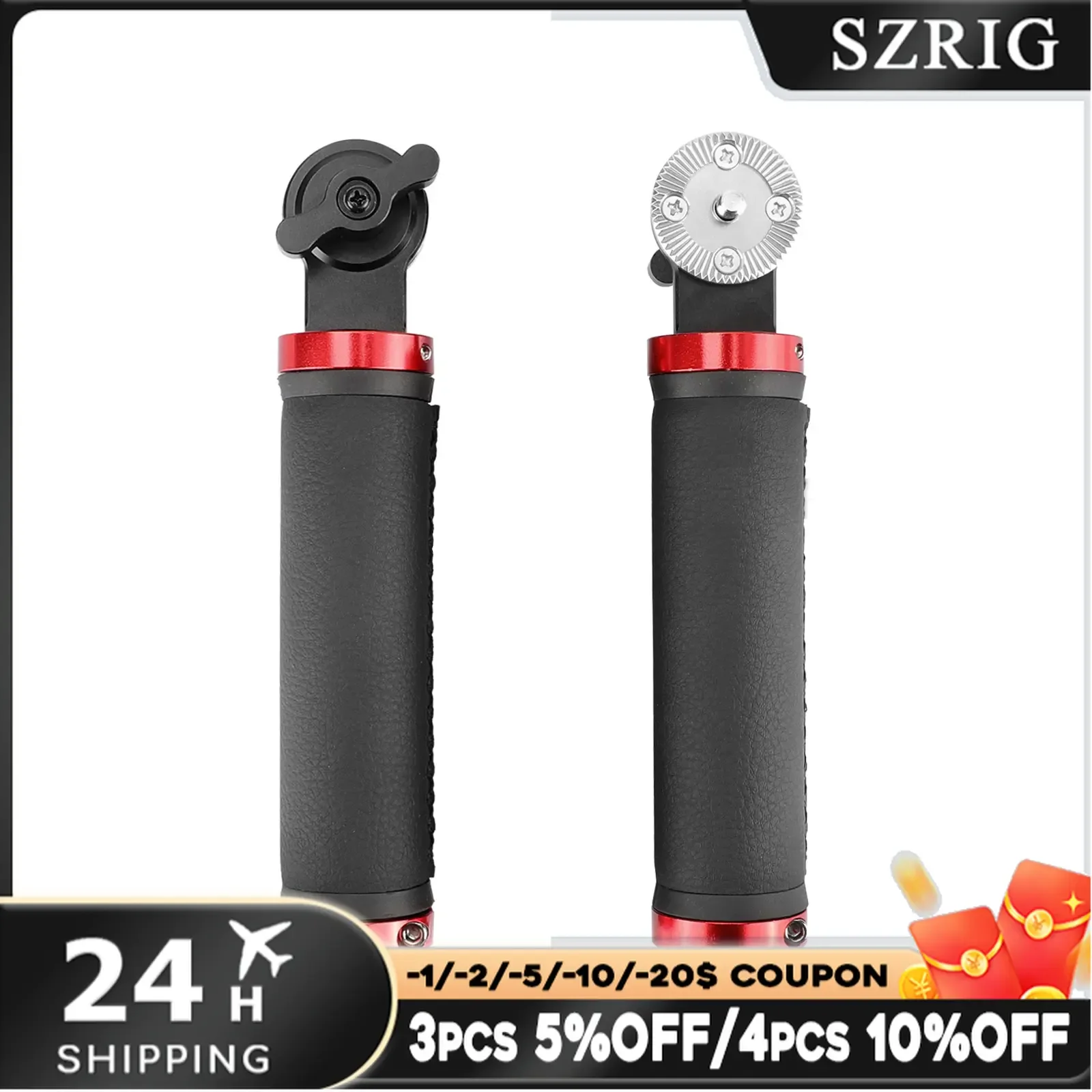 SZRIG ARRI Style Rosette Handgrip Leather Handle M6 Male Threads For DSLR Handle Shoulder Rig A Pair