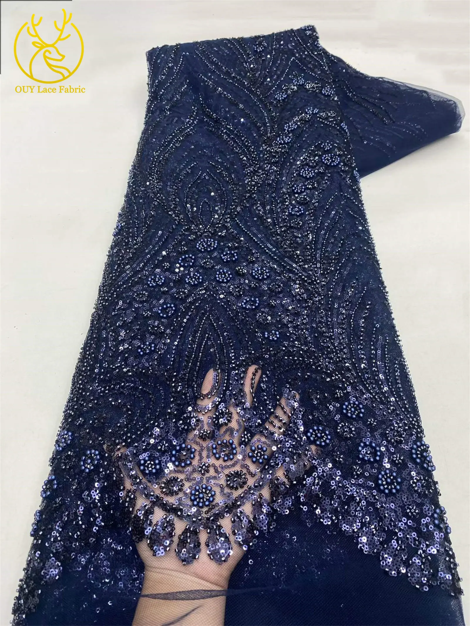 Grüner Afrikanischer Spitzenstoff 2026 Hochwertige Pailletten Tüll Französische Mode Netzspitze Abendkleid Stickerei Nähen – Detail 18