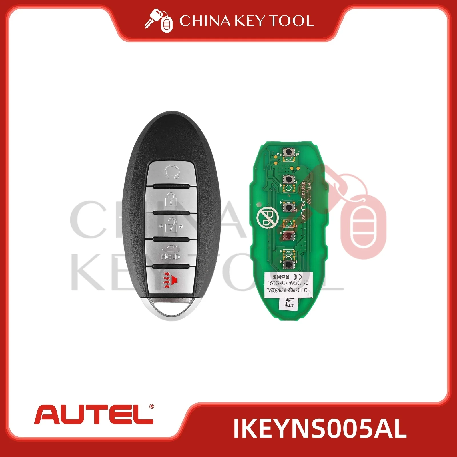 1PCS IKEYNS005AL Universal Smart Remote Key 5 Buttons For Nissan Work For Autel Smart Key For KM100 IM508 IM608 KM100E